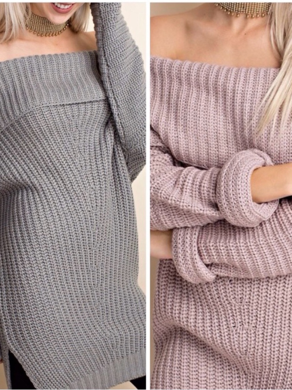 Cozy Off-the-Shoulder Ribbed Sweater in Gray